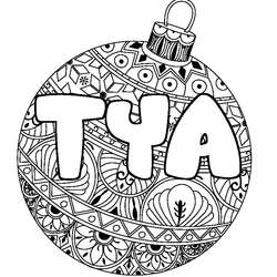 Coloraci&oacute;n del nombre TYA - decorado bola de Navidad