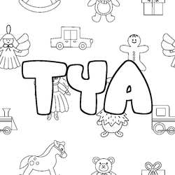 Coloraci&oacute;n del nombre TYA - decorado juguetes
