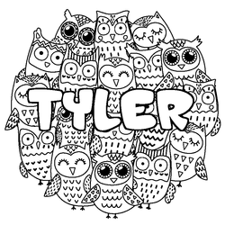 Coloraci&oacute;n del nombre TYLER - decorado b&uacute;hos
