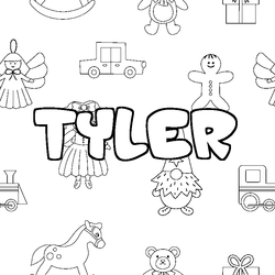 Coloraci&oacute;n del nombre TYLER - decorado juguetes