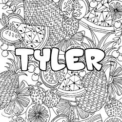 Coloraci&oacute;n del nombre TYLER - decorado mandala de frutas