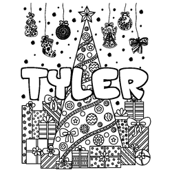 Coloraci&oacute;n del nombre TYLER - decorado &aacute;rbol de Navidad y regalos