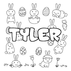 Coloraci&oacute;n del nombre TYLER - decorado Pascua