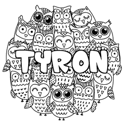 Coloraci&oacute;n del nombre TYRON - decorado b&uacute;hos