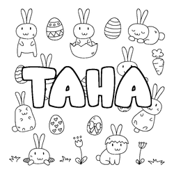 Coloraci&oacute;n del nombre TAHA - decorado Pascua
