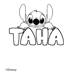 Coloraci&oacute;n del nombre TAHA - decorado Stitch