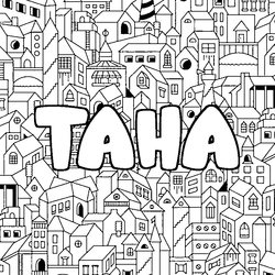 Coloraci&oacute;n del nombre TAHA - decorado ciudad