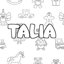 Coloraci&oacute;n del nombre TALIA - decorado juguetes
