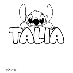 Coloraci&oacute;n del nombre TALIA - decorado Stitch