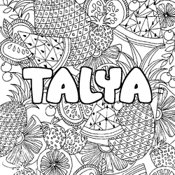 Coloraci&oacute;n del nombre TALYA - decorado mandala de frutas