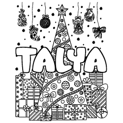 Coloraci&oacute;n del nombre TALYA - decorado &aacute;rbol de Navidad y regalos