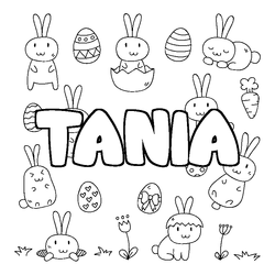 Coloraci&oacute;n del nombre TANIA - decorado Pascua