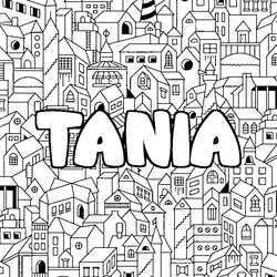 Coloraci&oacute;n del nombre TANIA - decorado ciudad