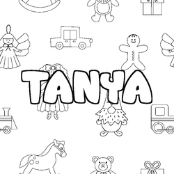 Coloraci&oacute;n del nombre TANYA - decorado juguetes