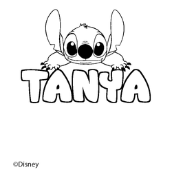 Coloraci&oacute;n del nombre TANYA - decorado Stitch
