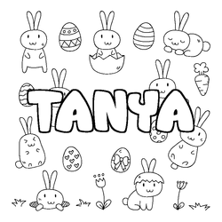 Coloraci&oacute;n del nombre TANYA - decorado Pascua
