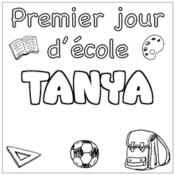 Coloraci&oacute;n del nombre TANYA - decorado primer d&iacute;a de escuela