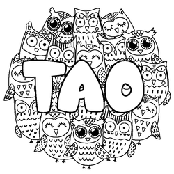 Coloraci&oacute;n del nombre TAO - decorado b&uacute;hos