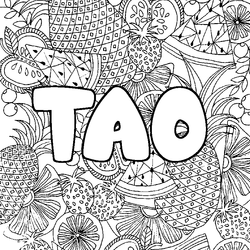 Coloraci&oacute;n del nombre TAO - decorado mandala de frutas