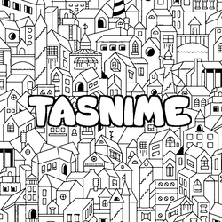 Coloraci&oacute;n del nombre TASNIME - decorado ciudad
