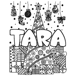 Coloraci&oacute;n del nombre TARA - decorado &aacute;rbol de Navidad y regalos