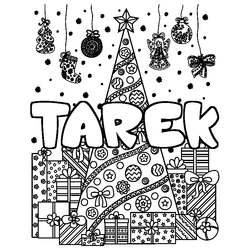 Coloraci&oacute;n del nombre TAREK - decorado &aacute;rbol de Navidad y regalos