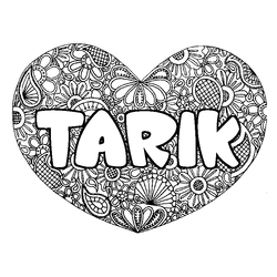 Coloraci&oacute;n del nombre TARIK - decorado mandala de coraz&oacute;n