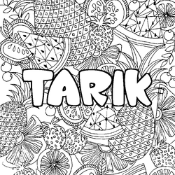 Coloraci&oacute;n del nombre TARIK - decorado mandala de frutas