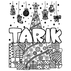 Coloraci&oacute;n del nombre TARIK - decorado &aacute;rbol de Navidad y regalos