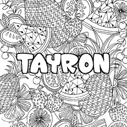 Coloraci&oacute;n del nombre TAYRON - decorado mandala de frutas