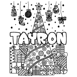 Coloraci&oacute;n del nombre TAYRON - decorado &aacute;rbol de Navidad y regalos