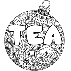 Coloraci&oacute;n del nombre TEA - decorado bola de Navidad