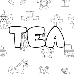 Coloraci&oacute;n del nombre TEA - decorado juguetes