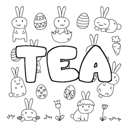 Coloraci&oacute;n del nombre TEA - decorado Pascua