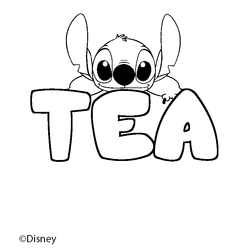 Coloraci&oacute;n del nombre TEA - decorado Stitch
