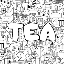 Coloraci&oacute;n del nombre TEA - decorado ciudad