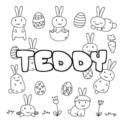 Coloraci&oacute;n del nombre TEDDY - decorado Pascua