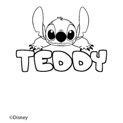 Coloraci&oacute;n del nombre TEDDY - decorado Stitch