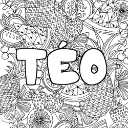 Coloraci&oacute;n del nombre T&Eacute;O - decorado mandala de frutas