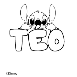 Coloraci&oacute;n del nombre T&Eacute;O - decorado Stitch