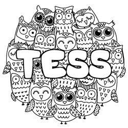 Coloraci&oacute;n del nombre TESS - decorado b&uacute;hos
