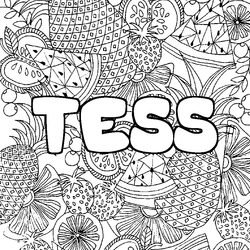 Coloraci&oacute;n del nombre TESS - decorado mandala de frutas