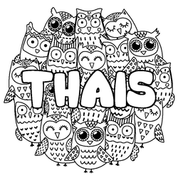 Coloraci&oacute;n del nombre THAIS - decorado b&uacute;hos