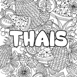 Coloraci&oacute;n del nombre THAIS - decorado mandala de frutas