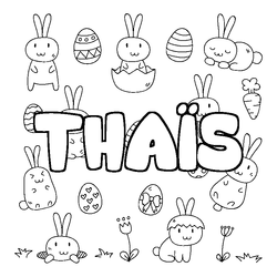 Coloraci&oacute;n del nombre THA&Iuml;S - decorado Pascua