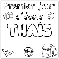 Coloraci&oacute;n del nombre THA&Iuml;S - decorado primer d&iacute;a de escuela
