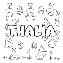 Coloraci&oacute;n del nombre THALIA - decorado Pascua