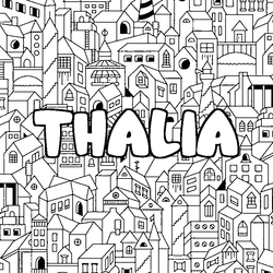 Coloraci&oacute;n del nombre THALIA - decorado ciudad