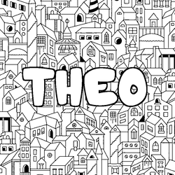 Coloraci&oacute;n del nombre THEO - decorado ciudad