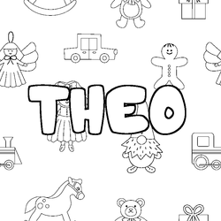 Coloraci&oacute;n del nombre THEO - decorado juguetes